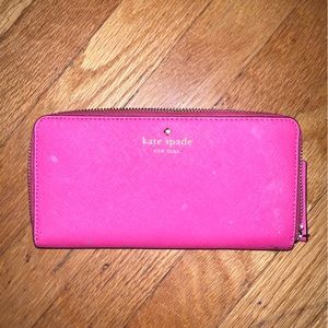 Kate Spade Zip Around Wallet Hot Pink Used